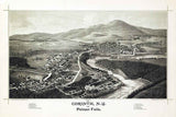 1888 Panoramic Map of Corinth New York Palmer Falls