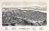 1889 Panoramic Map of Catskill New York