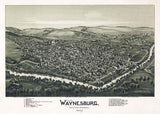 1897 Panoramic Map of Waynesburg Greene County Pennsylvania
