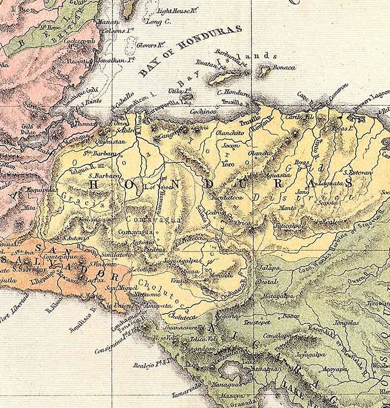 1874 Map of Central America