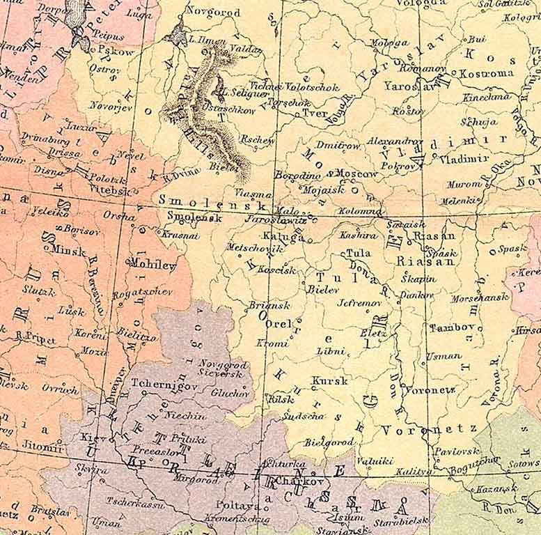 1874 Map of Russia in Europe