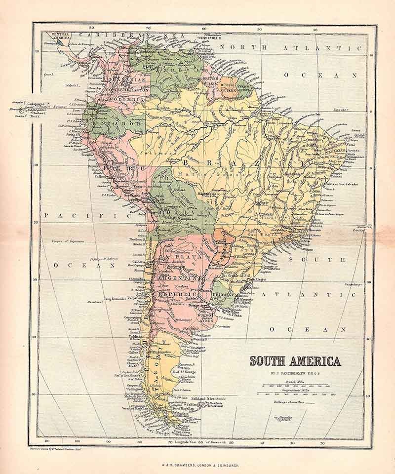 1874 Map of South America
