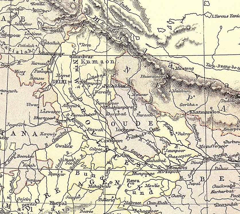 1885 Map of India British India