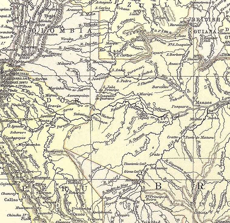 1885 Map of South America