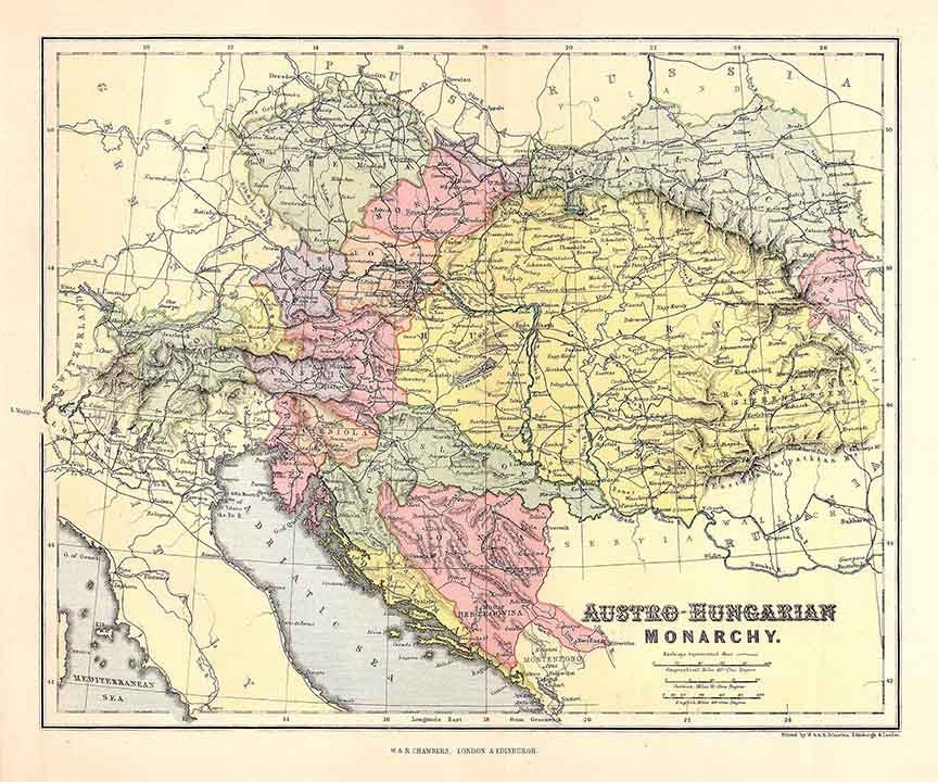 1888 Map of Austro Hungarian Empire