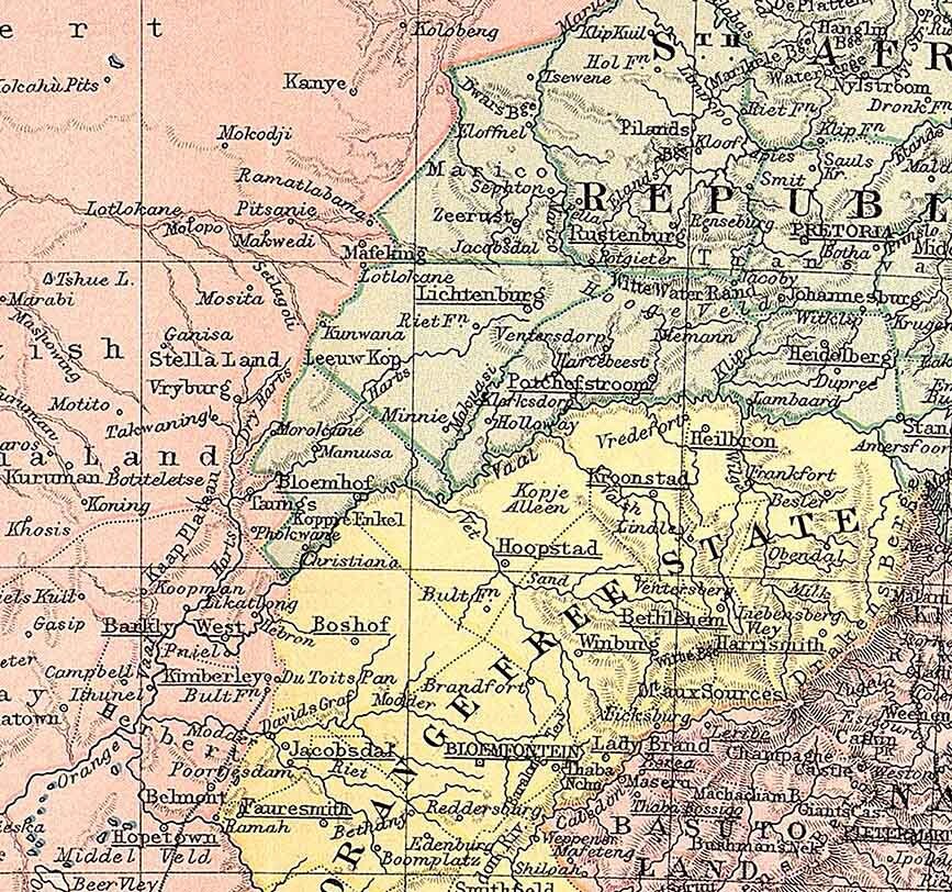 1888 Map of Cape Colony and South Africa