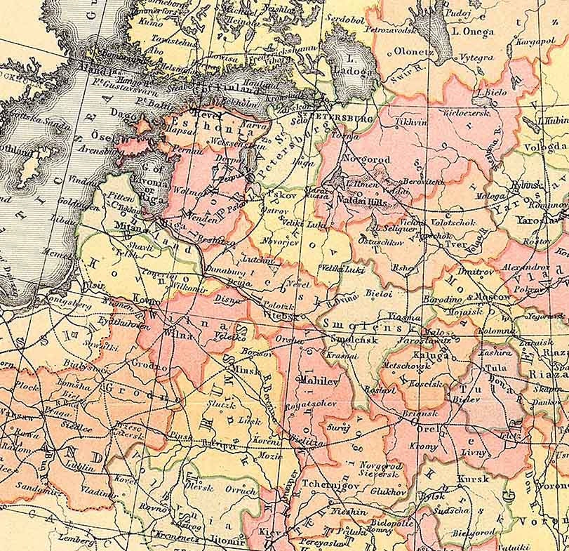 1888 Map of Russia in Europe