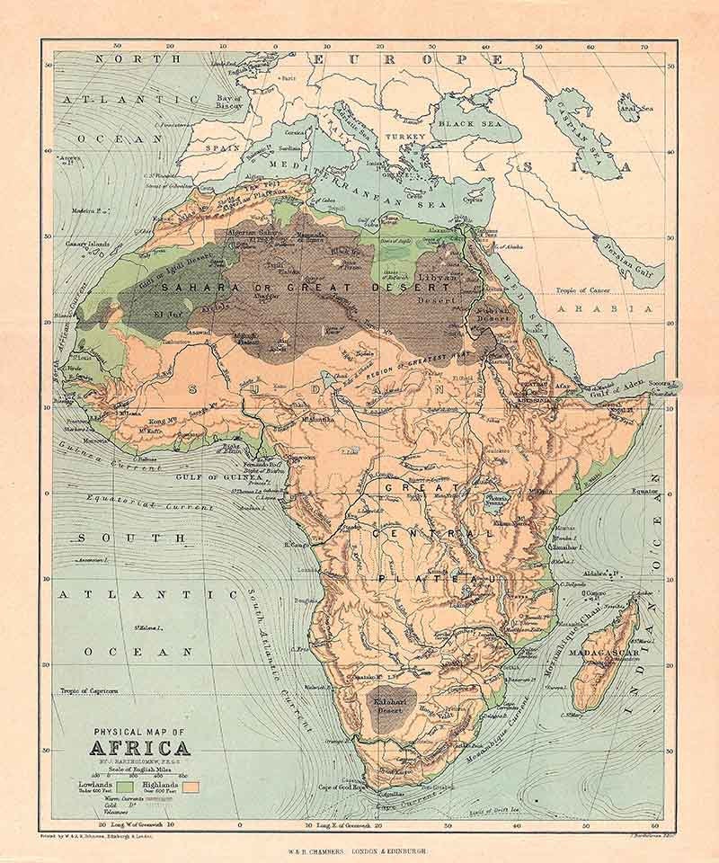 1888 Physical Map of Africa