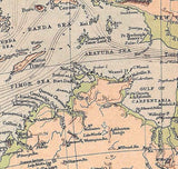 1888 Physical Map of Australasia Australia