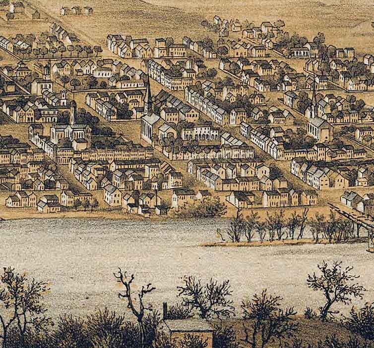 1862 Panoramic Map of Fredericksburg Virginia