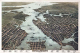 1873 Panoramic Map of Norfolk & Portsmouth Virginia