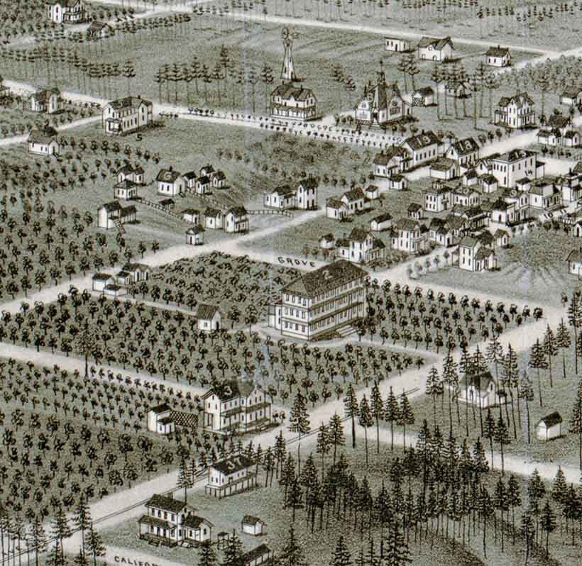 1884 Panoramic Map of De Land Volusia County Florida