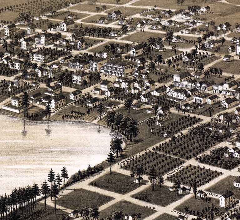 1885 Panoramic Map of Lake City Columbia County Florida