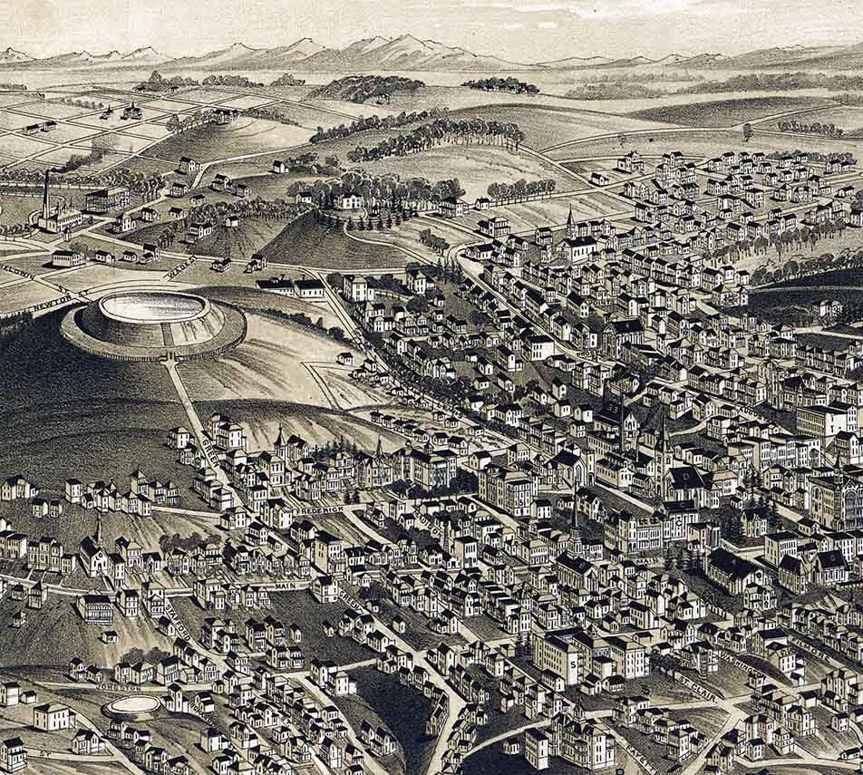 1891 Panoramic Map of Staunton Virginia