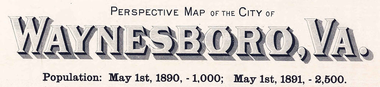 1891 Panoramic Map of Waynesboro Virginia