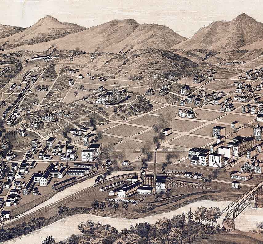 1891 Panoramic Map of Buena Vista Virginia