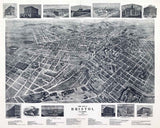 1912 Panoramic Map of Bristol Virginia & Tenn