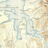 1885 Topo Map of Lake Wyoming Yellowstone Lake