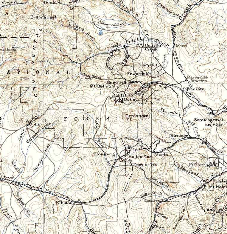 1899 Topo Map of Helena Montana Helena Deerlodge National Forest