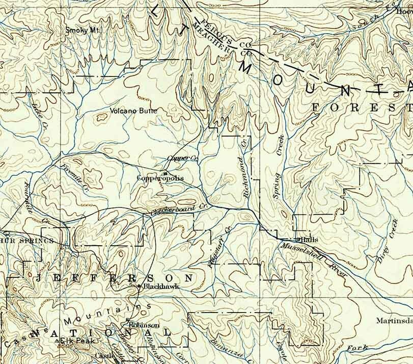 1902 Topo Map of Little Belt Mountains Montana