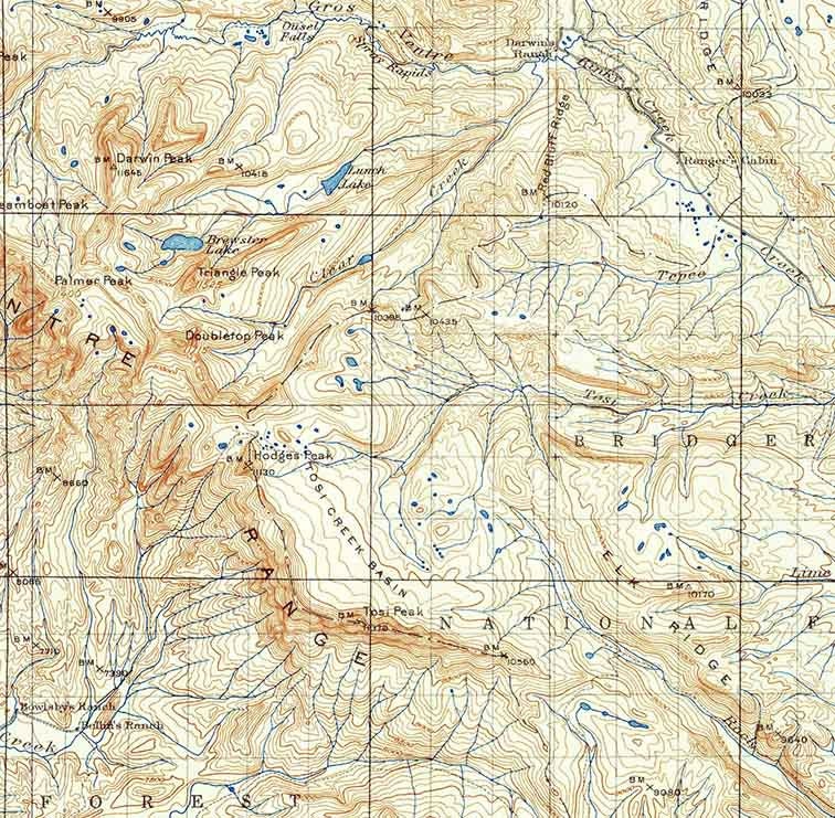 1907 Topo Map of Gros Ventre Wyoming