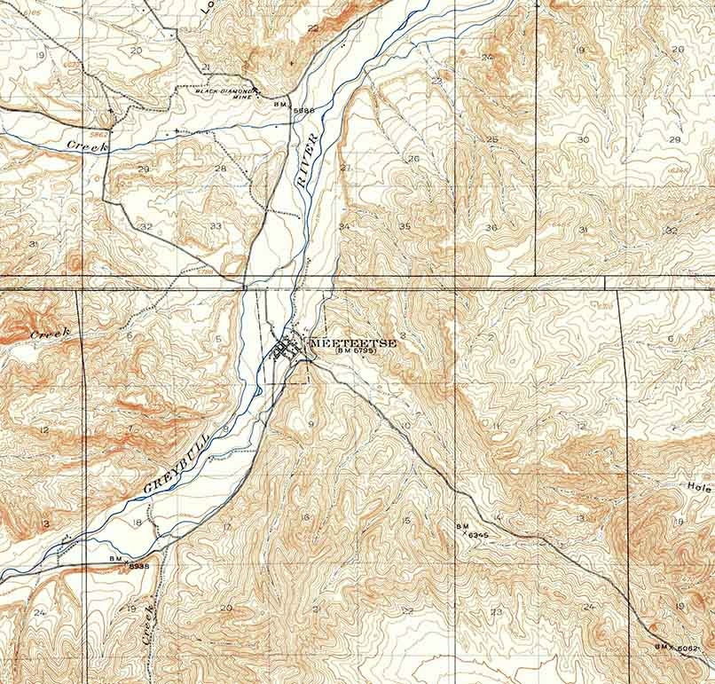 1911 Topo Map of Meeteetse Wyoming Little Buffalo Basin