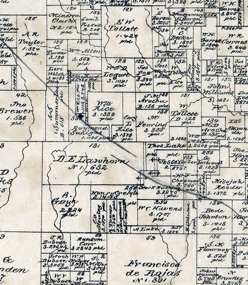 1870 Farm Line Map of Stephens County Texas