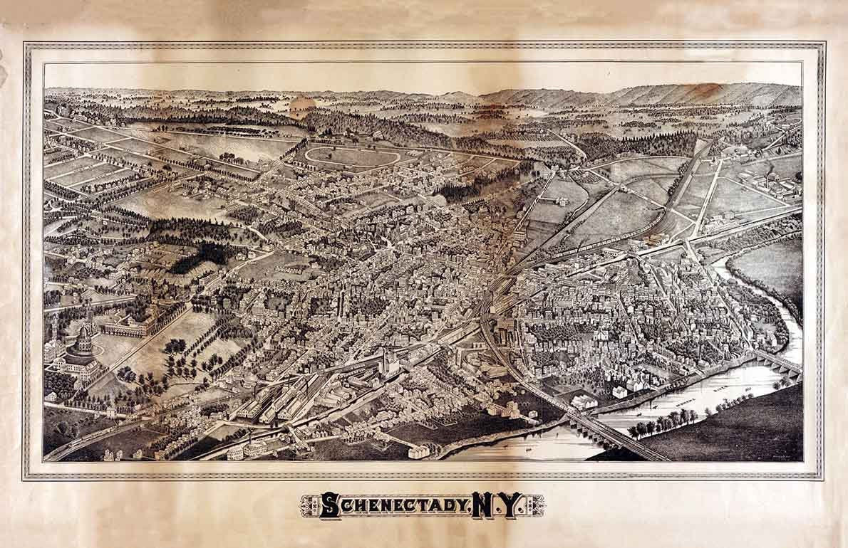 1882 Panoramic Map of Schenectady New York