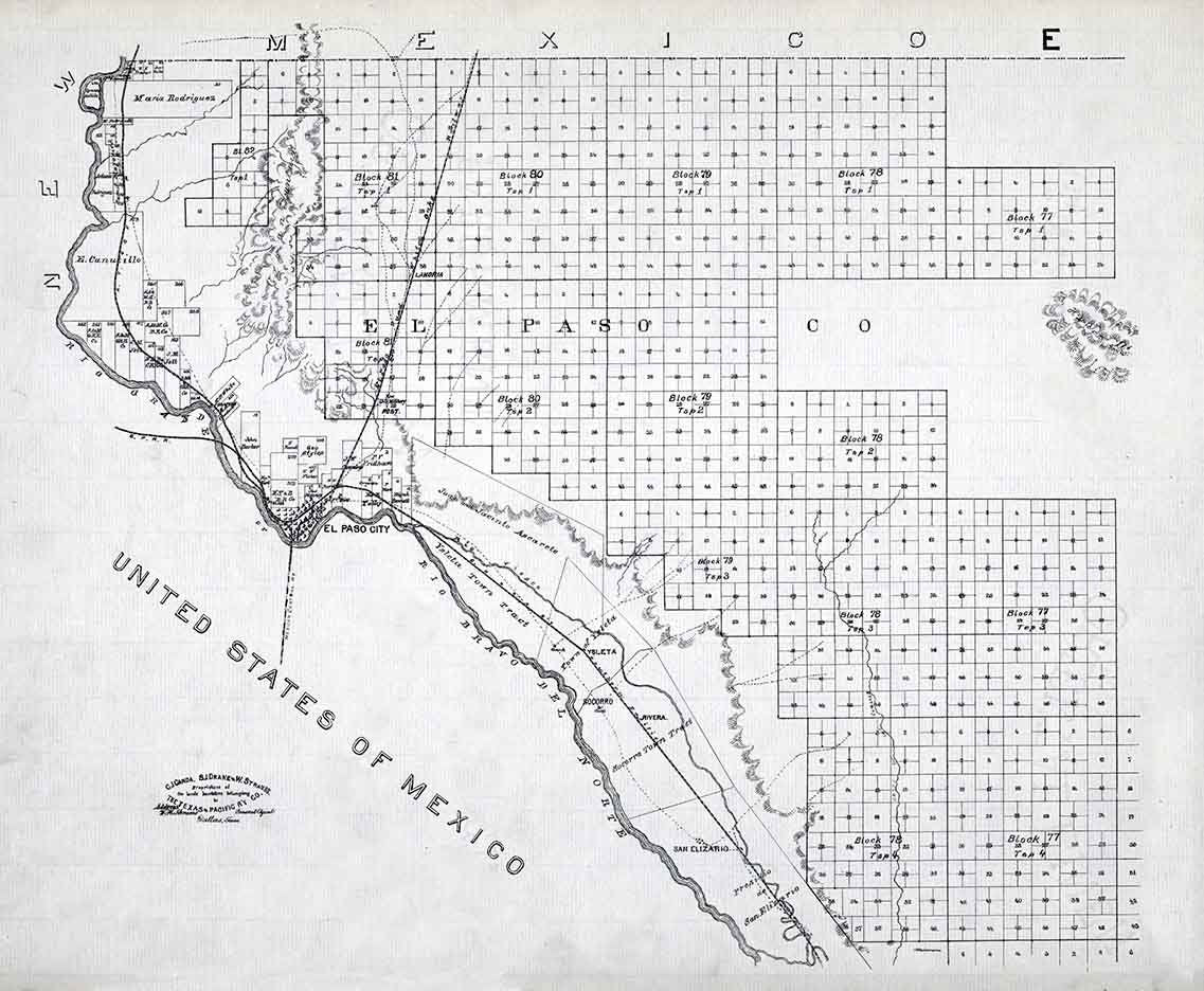 1893 Farm Line Map of El Paso County Texas