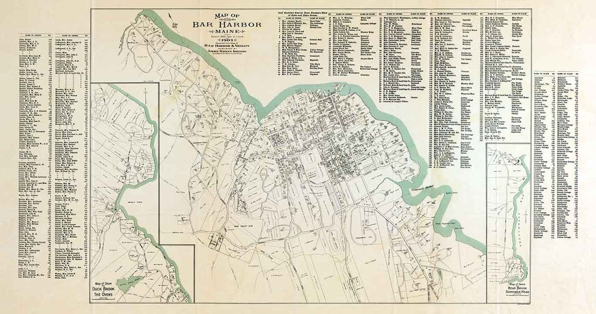 1904 Town Map of Bar Harbor Maine
