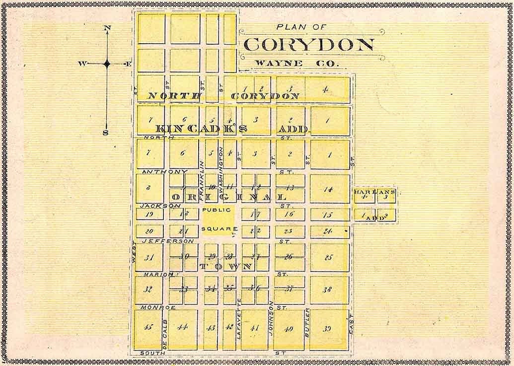 1875 Map of Corydon Wayne County Iowa