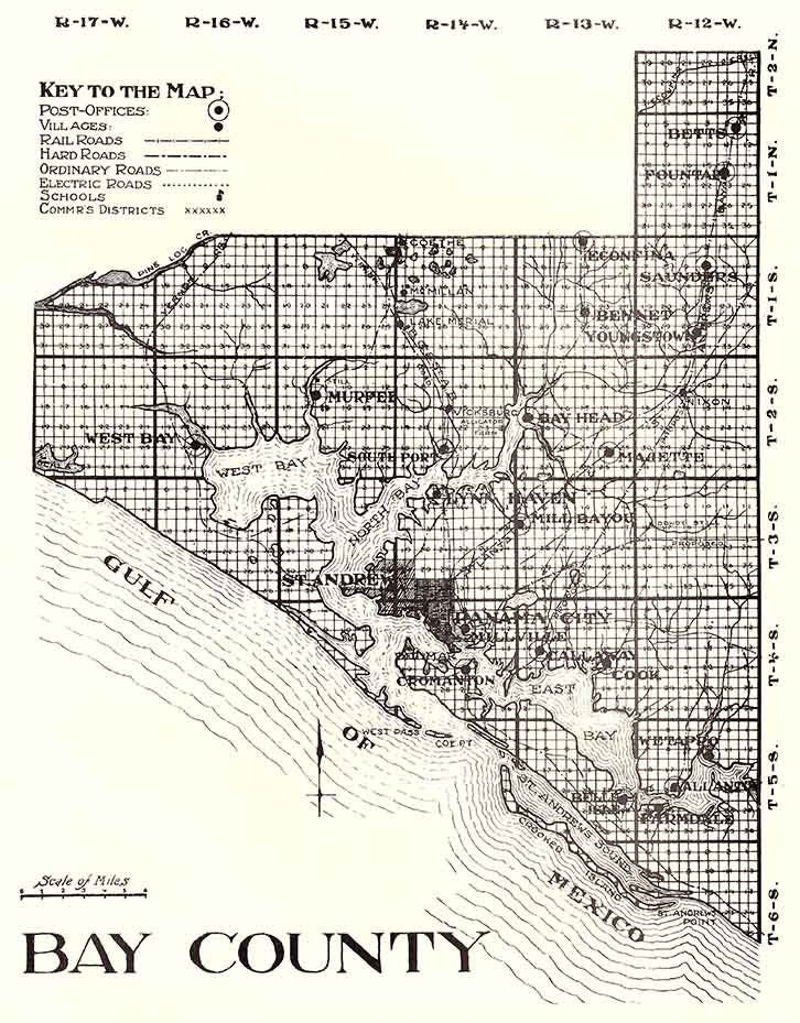 1914 Map of Bay County Florida St Andrews Sound