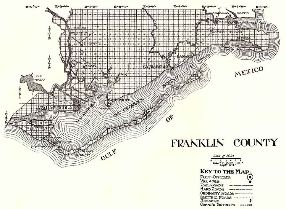 1914 Map of Franklin County Florida St Georges Sound Alpalachicola