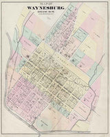 1876 Map of Waynesburg Greene County Pennsylvania Caldwells Atlas