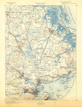 1888 Topo Map of Salem Massachusetts Quadrangle