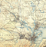 1888 Topo Map of Salem Massachusetts Quadrangle