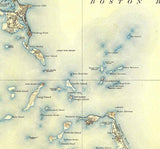 1892 Topo Map of Boston Bay Massachusetts Quadrangle