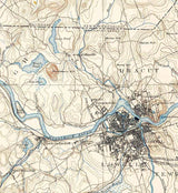 1893 Topo Map of Lowell Massachusetts Quadrangle