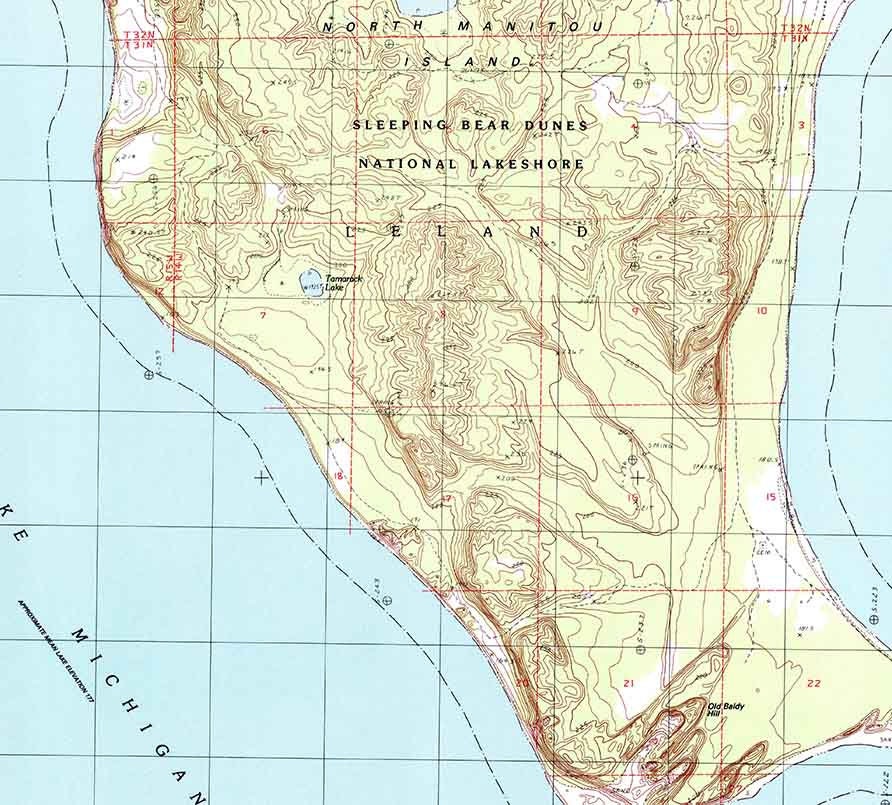 1997 Topo Map of North Manitou Island Michigan Quadrangle