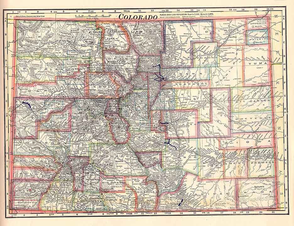 1911 Map of the State of Colorado