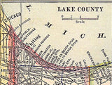 1911 Map of the State of Indiana Lake Michigan Marion County