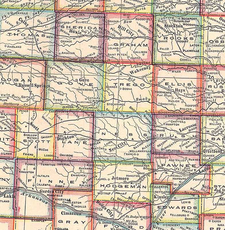 1911 Map of the State of Kansas