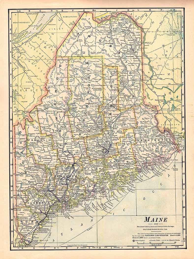 1911 Map of the State of Maine