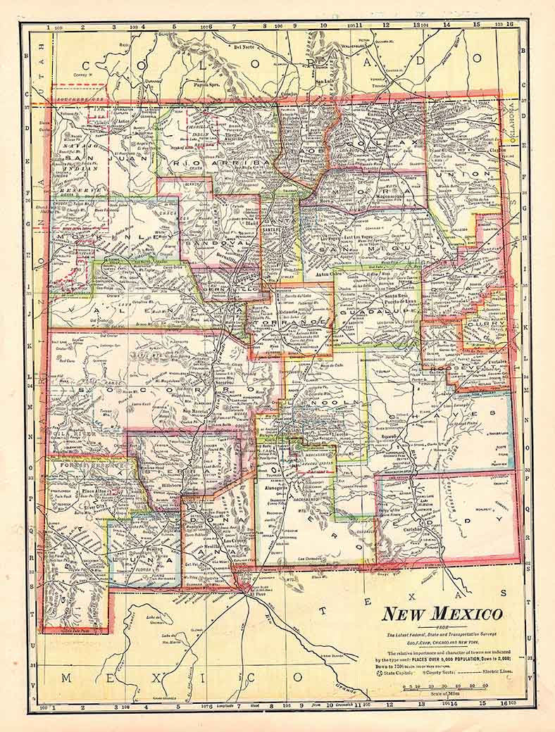 1911 Map of the State of New Mexico