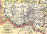 1911 Map of the State of Ohio Cincinnati Lake Erie Hamilton County