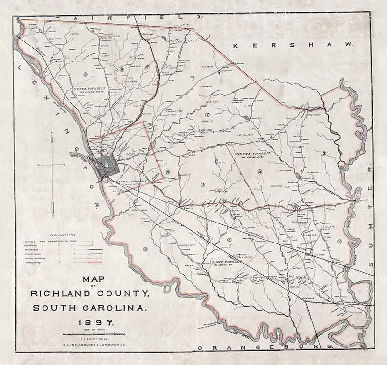 1897 Map of Richland County South Carolina