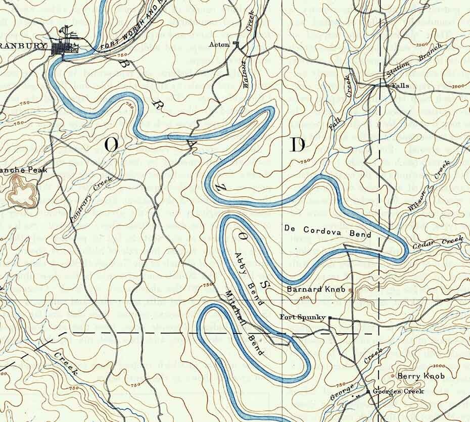 1889 Topo Map of Granbury Texas