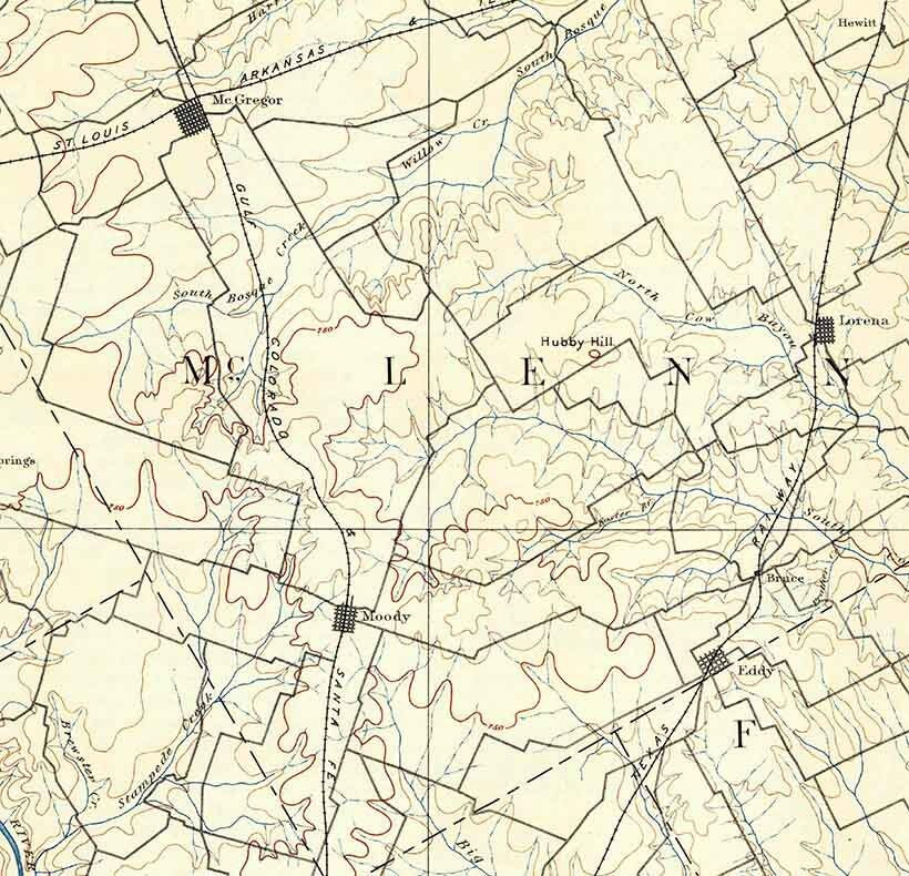 1892 Topo Map of Temple Texas