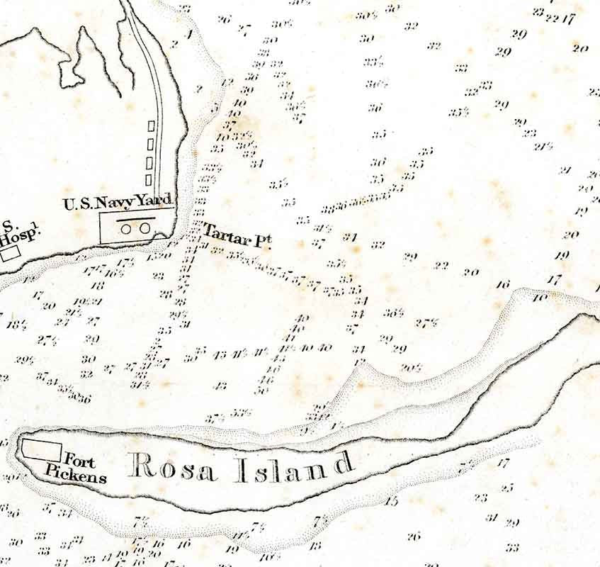 1847 Map of Pensacola Sound Florida Maritime Chart