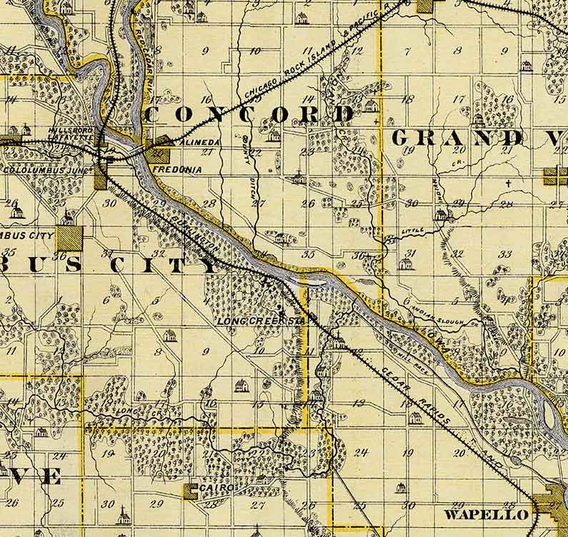 1875 Map of Louisa County Iowa